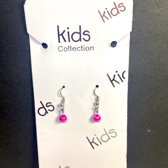 KIDS COLLECTION PINK 3 PIECE PEARL NECKLACE EARRING BRACELETS SET NEW - Picture 2 of 7